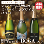 【クリスマスにおすすめ】シャンパーニュ製法のスパークリングワイン 3本セット＜送料無料＞