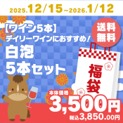 【ワイン5本】デイリーワインにおすすめ！白泡5本セット