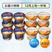＜12月お届け＞北海道アイス　バニラ・メロン詰合せ12個